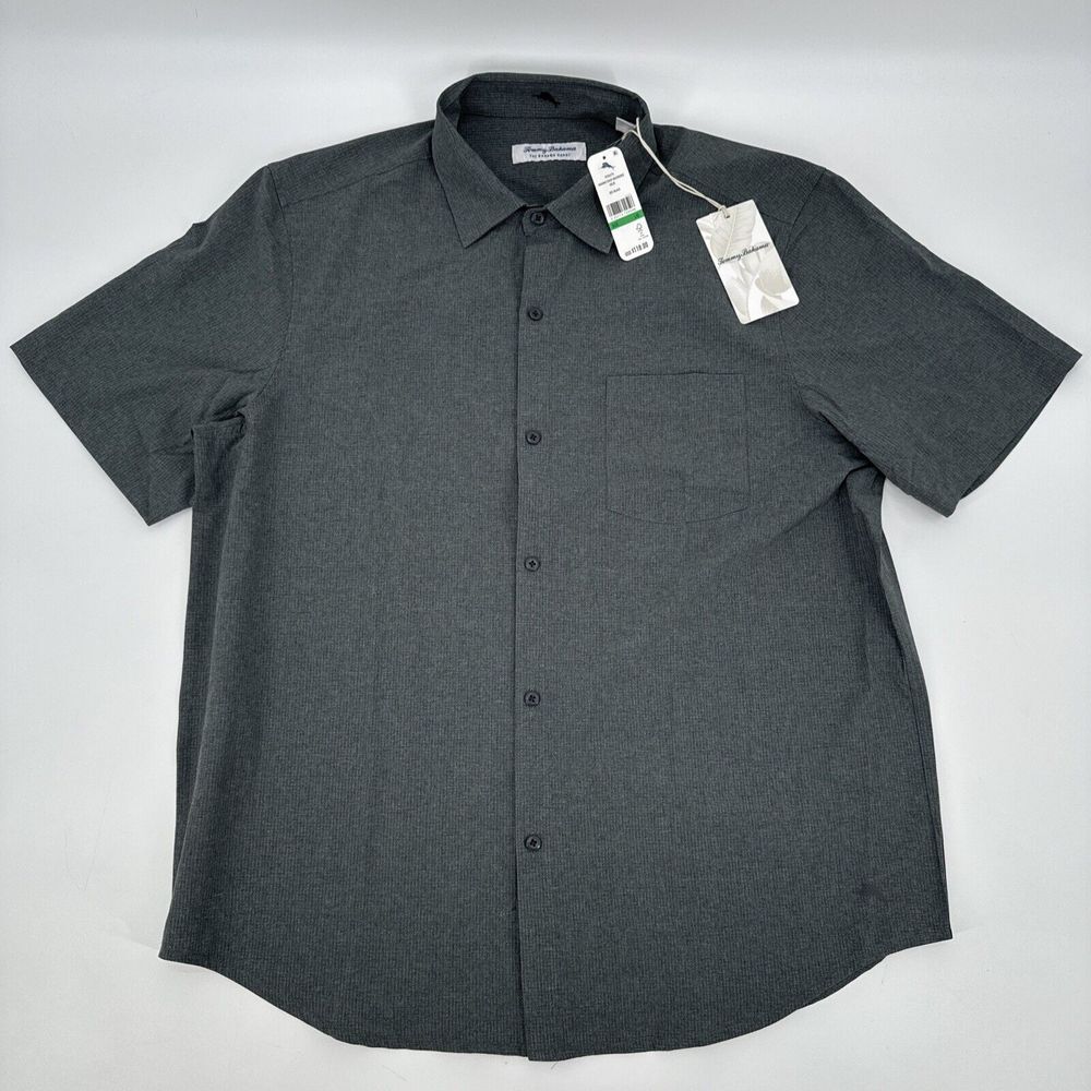 NWT Tommy Bahama Coast Heathred 023-Black Button Down Shirt Men's L $118